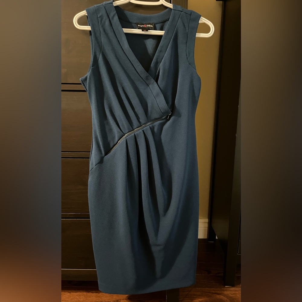 BEAUTIFUL STORK & BABE Teal Blue MATERNITY DRESS - Small - Picture 5 of 5